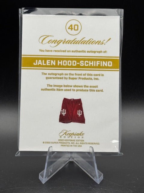 Jalen Hood - Schifino 2024 Keepsake Multi Sport Patch Auto 6/50 - Curators Corner LLC