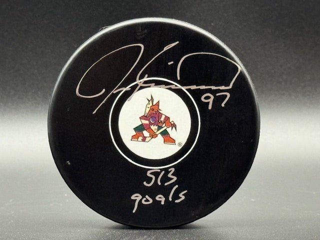 Jeremy Roenick Signed and Inscribed Hocky Puck - Curators Corner LLC
