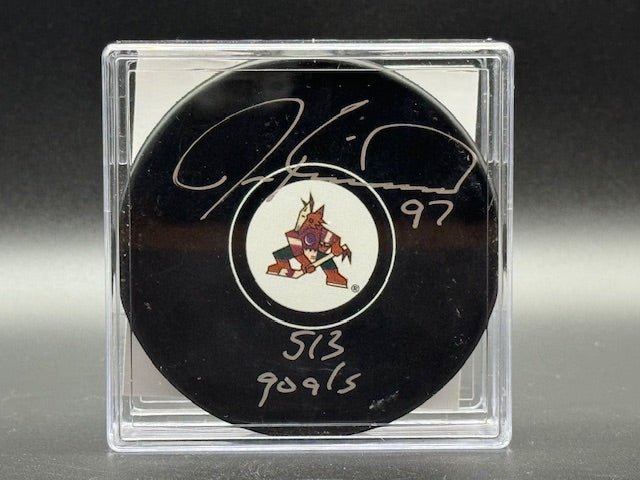 Jeremy Roenick Signed and Inscribed Hocky Puck - Curators Corner LLC