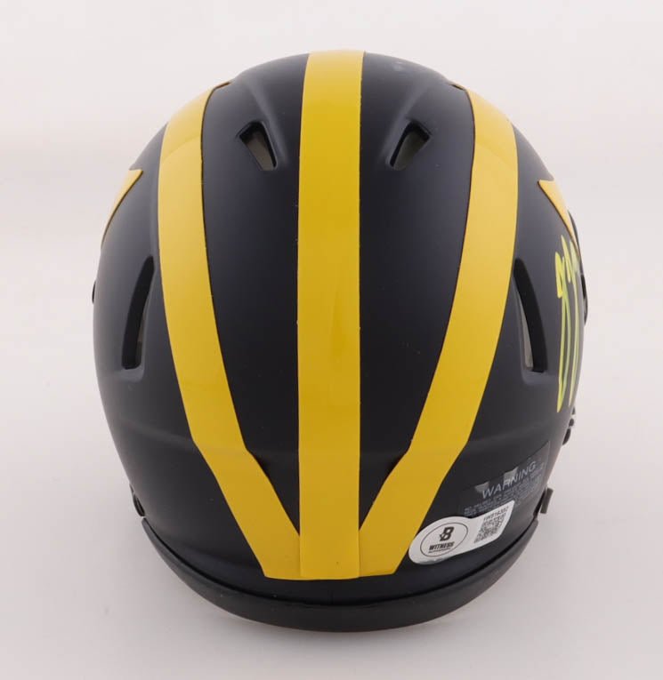 J.J. McCarthy Signed Michigan Wolverines Speed Mini Helmet (Beckett) - Curators Corner LLC