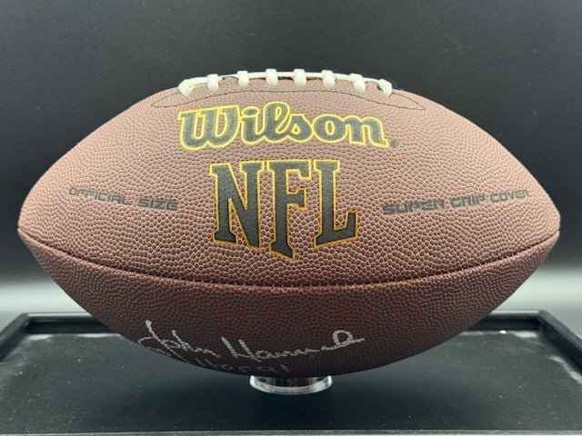 John Hannah Signed and Inscribed Football - Curators Corner LLC