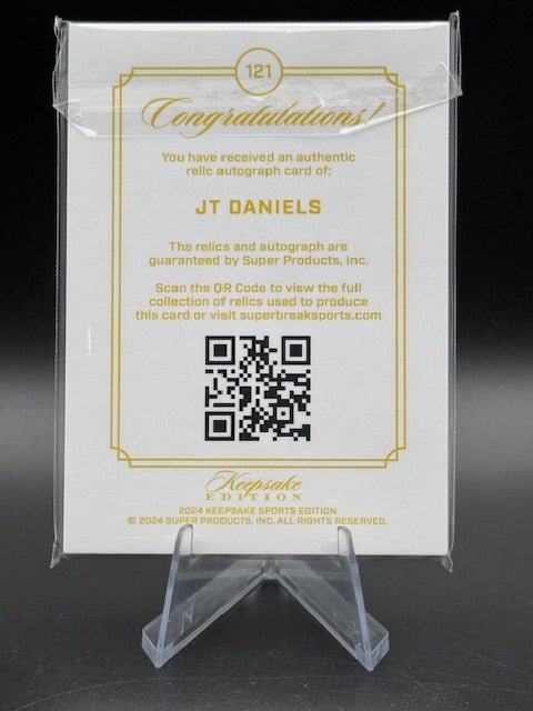 JT Daniels 2024 Keepsake Multi Sport Gem/Relic/Auto 19/50 - Curators Corner LLC