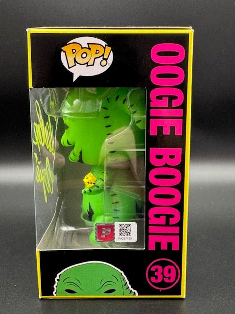 Ken Page Signed and Inscribed Disney Oogie Boogie Funko Pop #39 *Black Light Edition* - Curators Corner LLC