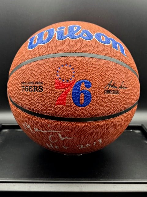 Maurice Cheeks Signed and Inscribed 76ers Logo Basketball - Curators Corner LLC