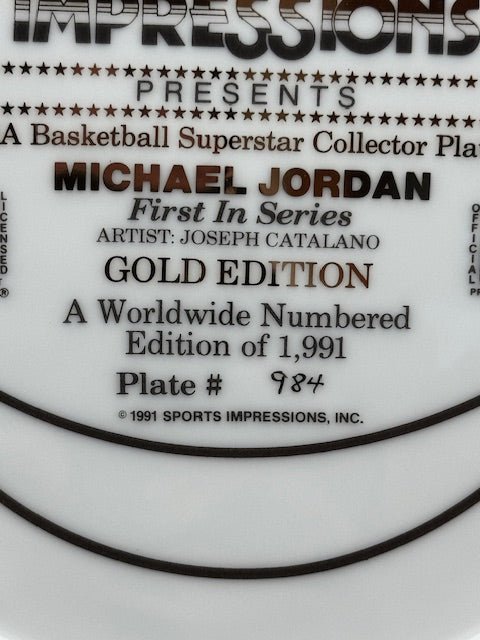 Michael Jordan LE 1991 Sports Impressions Commemorative 10" Ceramic Plate - Curators Corner LLC