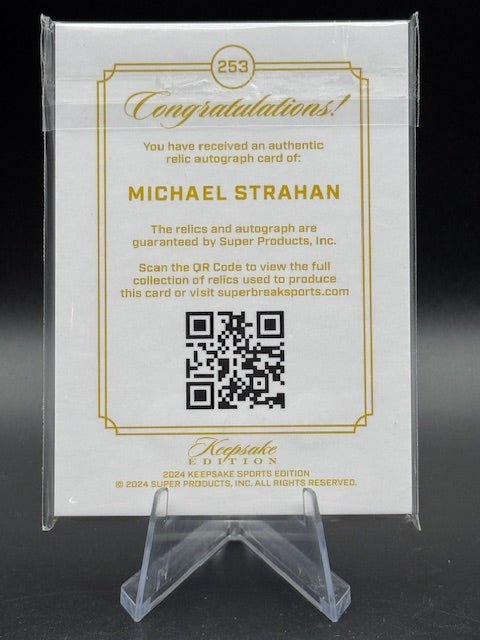 Michael Strahan 2024 Keepsake Triple Gem/Patch/Autograph 3/5 - Curators Corner LLC