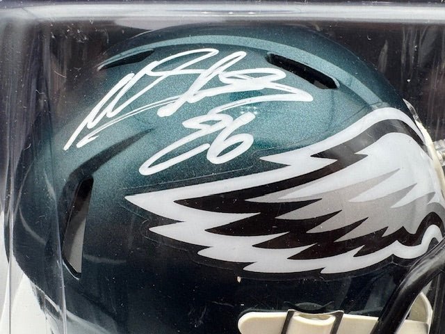 Miles Sanders Signed Eagles Mini Helmet - Curators Corner LLC