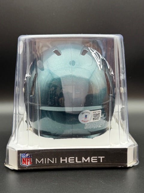 Miles Sanders Signed Eagles Mini Helmet - Curators Corner LLC