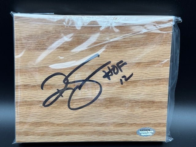 Ralph Sampson Signed and Inscribed 5x6 Basketball Court Floor Piece - Curators Corner LLC