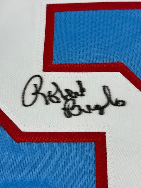 Robert Brazile Signed and Inscribed Houston Oiler Color Custom Jersey - Curators Corner LLC