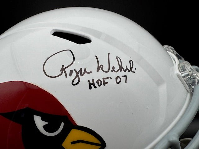 Roger Wehrli Signed and Inscribed Full Size Cardinals Throwback Replica Speed Helmet - Curators Corner LLC