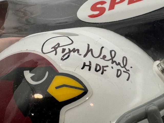 Roger Wehrli Signed and Inscribed Mini Speed Helmet - Curators Corner LLC