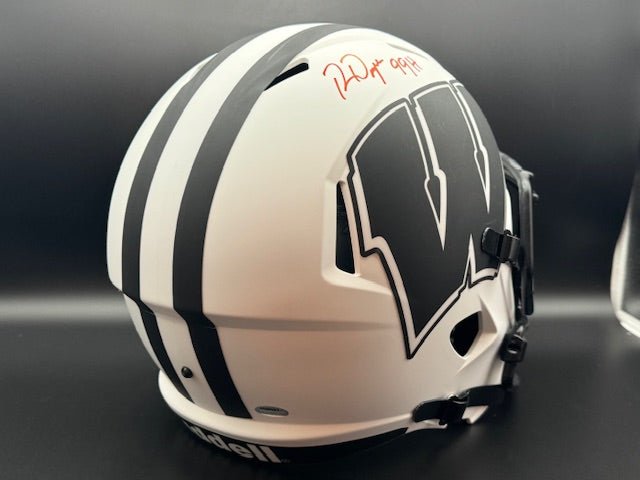 Ron Dayne Signed and Inscribed Wisconsin Full Size Helmet - Curators Corner LLC