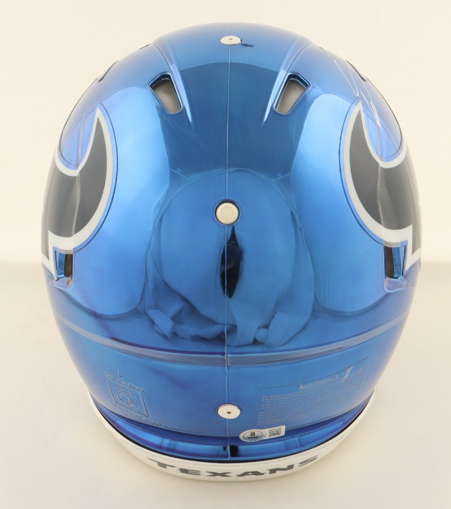 Stefon Diggs Signed Texans Full - Size Authentic On - Field Chrome Speed Helmet (Beckett) - Curators Corner LLC