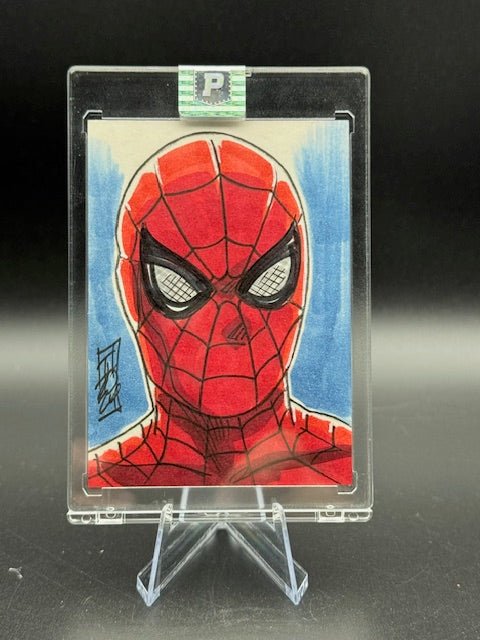 Tom Hodges Signed and Inscribed Spiderman Sketch Card - Curators Corner LLC