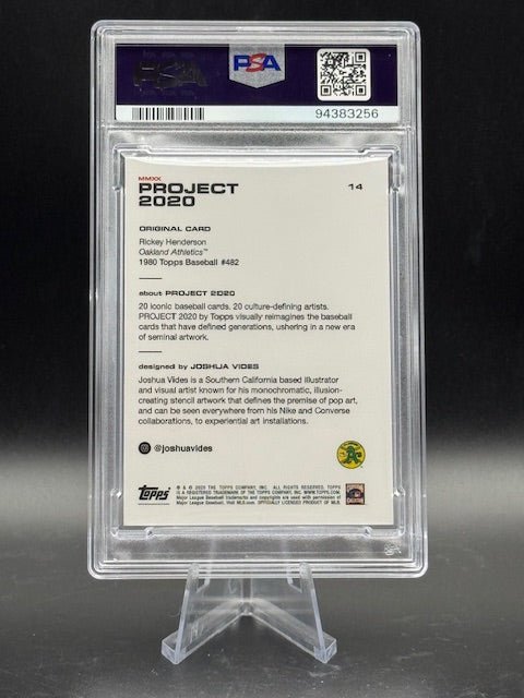 Topps Project 2020 #14 Rickey Henderson by Joshua Vides /1221 PSA 8 - Curators Corner LLC