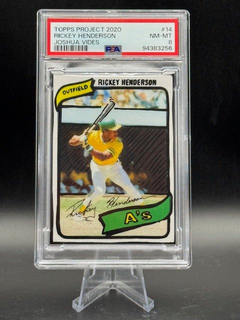 Topps Project 2020 #14 Rickey Henderson by Joshua Vides /1221 PSA 8 - Curators Corner LLC