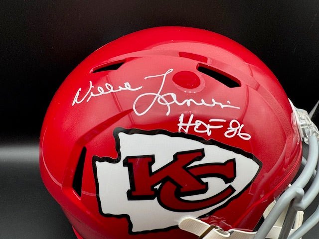 Willie Lanier Signed and Inscribed Full Size Kansas City Chiefs Throwback Replica Helmet - Curators Corner LLC