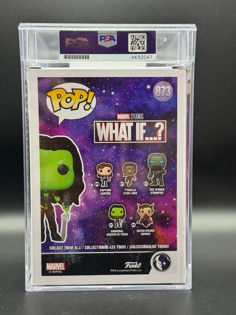 Zoe Saldana Signed Marvel Studios What If Gamora Funko Pop #873 PSA Autograde 10 - Curators Corner LLC