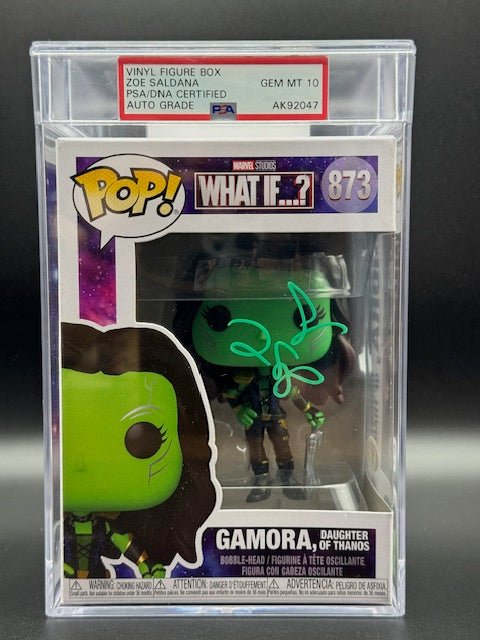 Zoe Saldana Signed Marvel Studios What If Gamora Funko Pop #873 PSA Autograde 10 - Curators Corner LLC