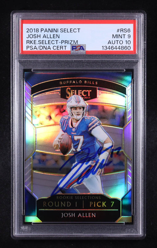 Josh Allen Signed 2018 Panini Select Rookie Prizm #RS-6 RC (PSA 9 | Auto 10) 1 POP
