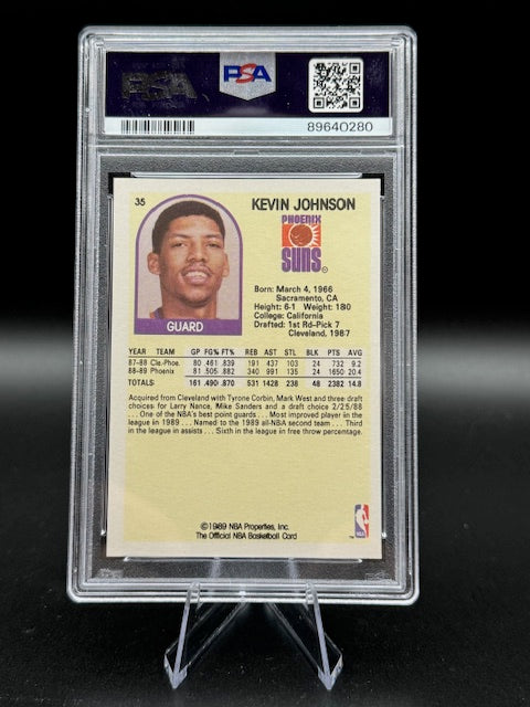 1989 NBA Hoops Kevin Johnson Rookie Card #35 PSA 7