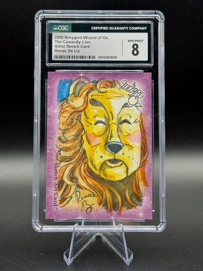 2006 Breygent Wizard of Oz The Cowardly Lion Artist Sketch Renae De Liz CGC 8 Near Mint - Curators Corner LLC