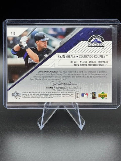 2006 Upper Deck SPX Rookie Signatures Ryan Shealy Auto Rookie Card #110 Numbered 885/999 - Curators Corner LLC