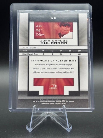 2008 Donruss Elite Extra Edition Turn of the Century Juan Carlos Sulbaran Autograph Rookie Card #60 Numbered 118/844 - Curators Corner LLC