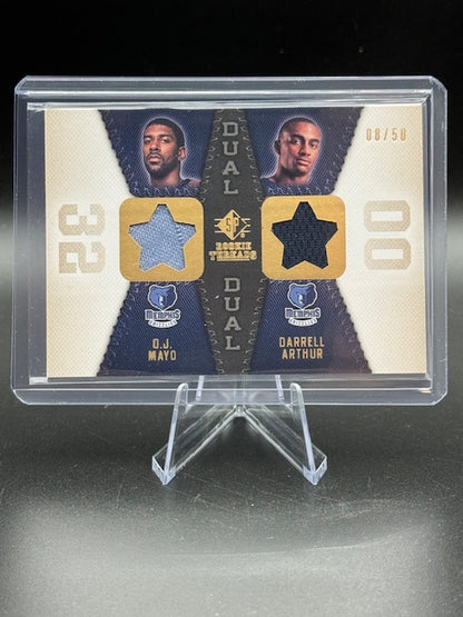 2008-09 Upper Deck Rookie Dual Threads OJ Mayo and Darrel Aurthur #RTD-AM Numbered 08/50