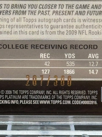 2009 Topps Platinum Brian Robiskie Rookie Card Auto + Jersey 207/300 - Curators Corner LLC