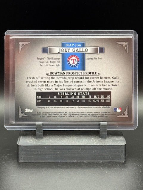 2012 Bowman Sterling Prospect Autographs JGA Joey Gallo ROOKIE AUTO RANGERS - Curators Corner LLC