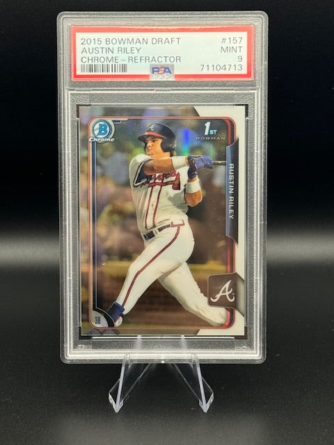 BOWMAN CHROME 1ST AUSTIN RILEY REFRACTOR ATLANTA BRAVES 3B BATTING RH PSA GRADED MINT 9