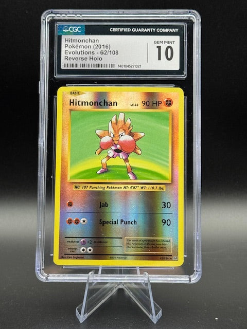 Hitmonchan Pokemon 2016 Evolutions 62/108 Reverse Holo CGC 10