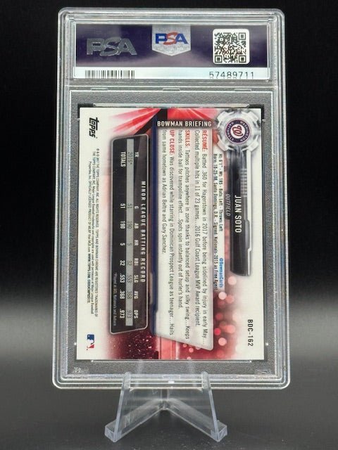 2017 Bowman Chrome Draft Juan Soto Rookie Card BDC162 PSA 10 - Curators Corner LLC