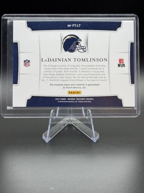 2018 Panini National Treasures LaDainian Tomlinson Relic Card #FT - LT Numbered 70/99 - Curators Corner LLC