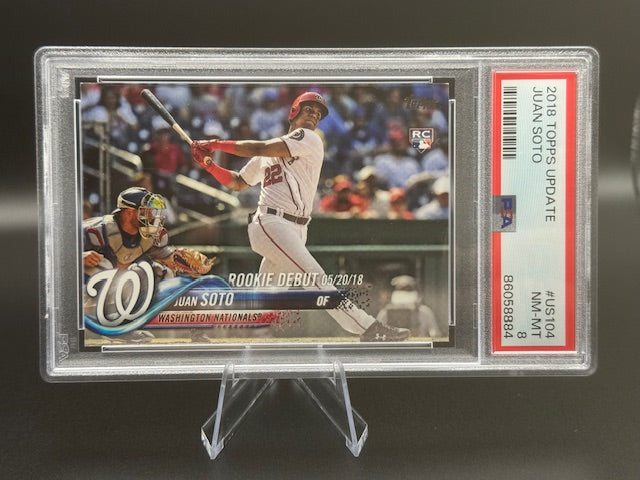 2018 TOPPS UPDATE ROOKIE DEBUT JUAN SOTO WASHINGTON NATIONALS OF #22 PSA GRADED NM-MT 8