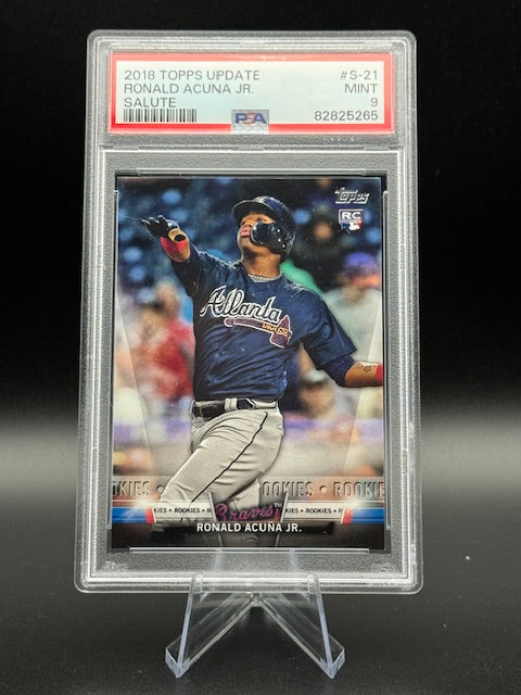 2018 TOPPS UPDATE SALUTE RONALD ACUNA JR ATLANTA BRAVES ROOKIE CARD PSA GRADED MINT 9