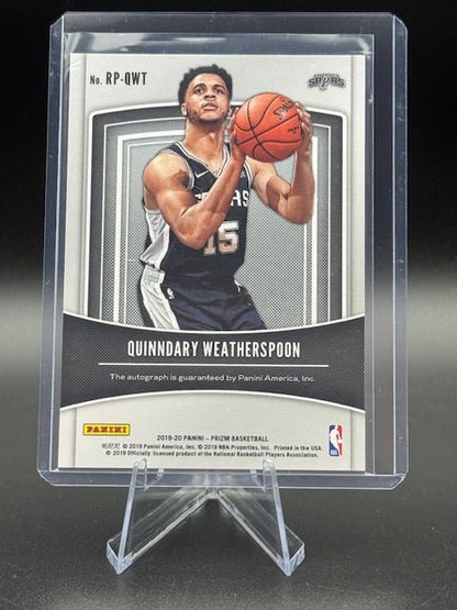 2019 - 20 Panini Prizm Rookie Penmanship Quinndary Weatherspoon Autograph Rookie Card #RP - QWT - Curators Corner LLC