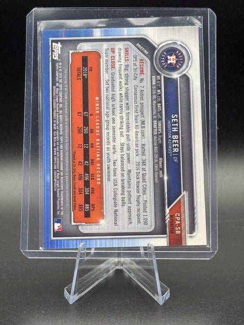 2019 Bowman Chrome Prospects Seth Beer Autograph Card #CPA - SB Number 272/499 - Curators Corner LLC