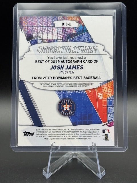2019 Bowman's Best Josh James Autograph Rookie Card #B19 - JJ - Curators Corner LLC