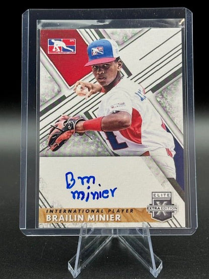 2019 Panini Elite Extra Edition International Player Brailin Minier Autograph Card #110 - Curators Corner LLC