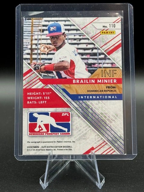 2019 Panini Elite Extra Edition International Player Brailin Minier Autograph Card #110 - Curators Corner LLC