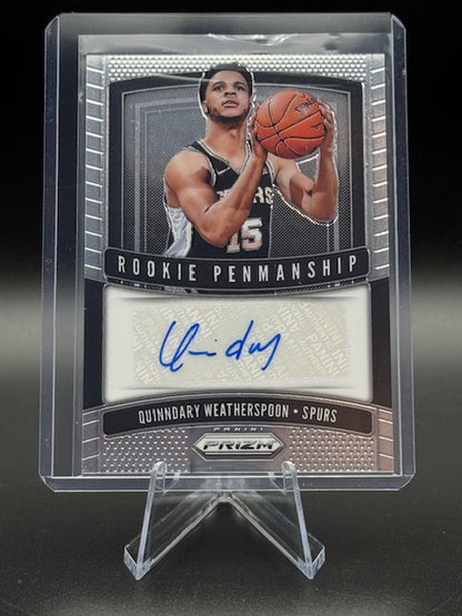 2019-20 Panini Prizm Rookie Penmanship Quinndary Weatherspoon Autograph Rookie Card #RP-QWT