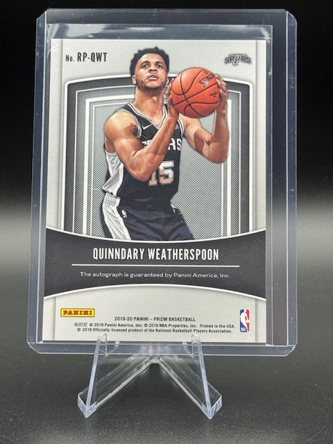 2019-20 Panini Prizm Rookie Penmanship Quinndary Weatherspoon Autograph Rookie Card #RP-QWT