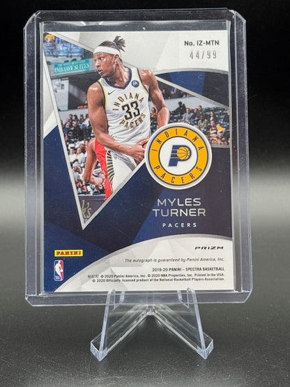 2019-2020 Panini Spectra Myles Turner Autograph Card #IZ-MTN Numbered 44/99