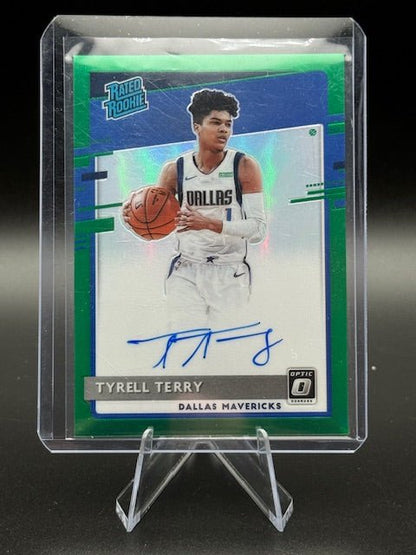 2020 - 21 Panini Donruss Optic Rated Rookie Prizm Green Tyrell Terry Signature Card #181 4/5 - Curators Corner LLC