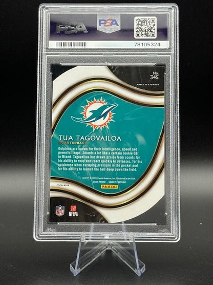 2020 Panini Select Tua Tugovailoa Die Cut Purple Prizm Rookie Card #345 PSA 9 - Curators Corner LLC