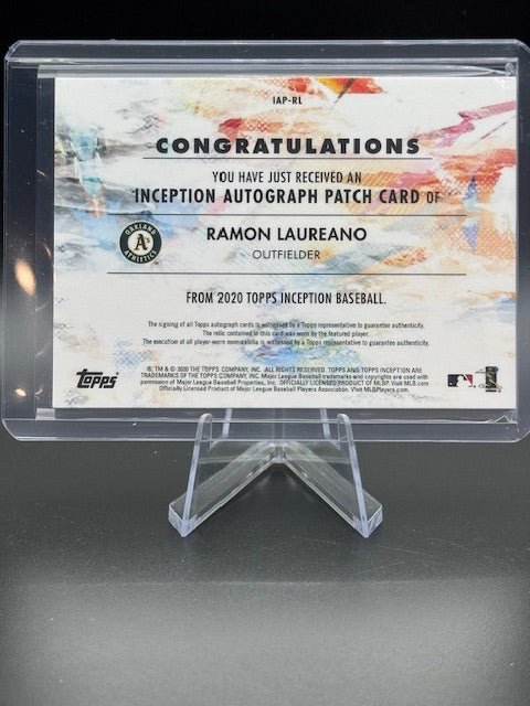 2020 Topps Inception Ramon Laureano Autograph Patch Card #IAP - RL Numbered 122/199 - Curators Corner LLC
