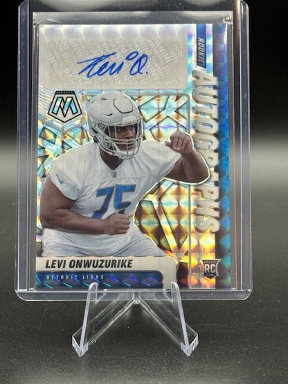 2021 Panini Mosaic Autograph Refractor Levi Onwuzurike Rookie Card #RA - 100 - Curators Corner LLC
